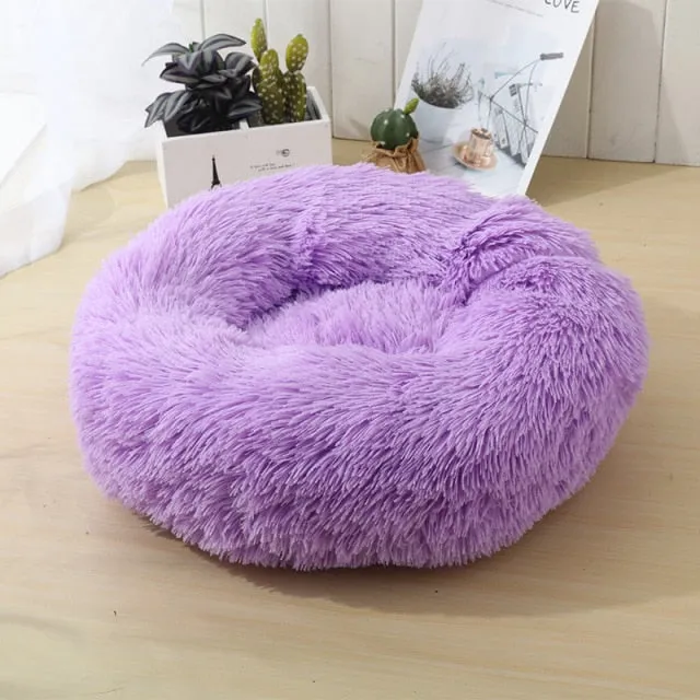 Round Warm Sofa Cushion Soft Long Plush Pets Bed