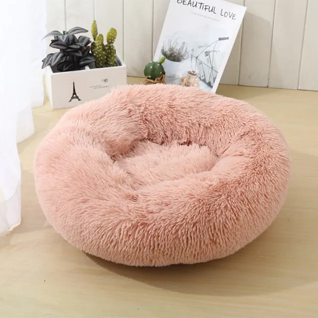 Round Warm Sofa Cushion Soft Long Plush Pets Bed