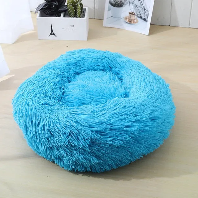 Round Warm Sofa Cushion Soft Long Plush Pets Bed