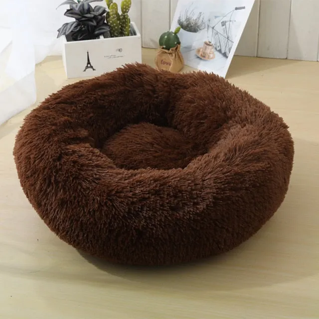 Round Warm Sofa Cushion Soft Long Plush Pets Bed