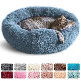 Round Warm Sofa Cushion Soft Long Plush Pets Bed