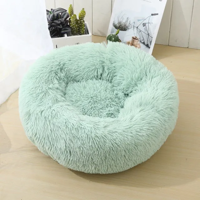 Round Warm Sofa Cushion Soft Long Plush Pets Bed