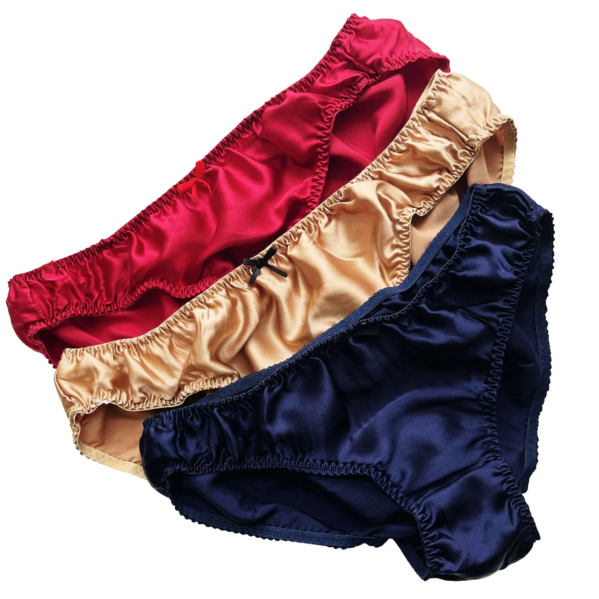 Silk panty bikini brief women's silk underwear | Ivory, Blue, Red, Honey