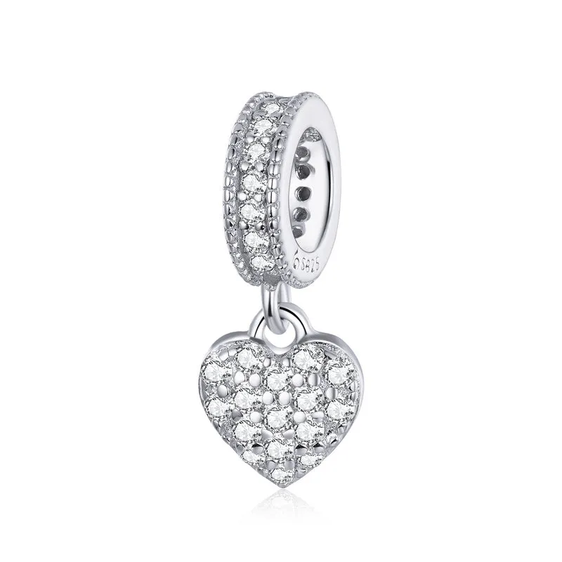 Elegant Womens Silver Zircon Charm Jewelry