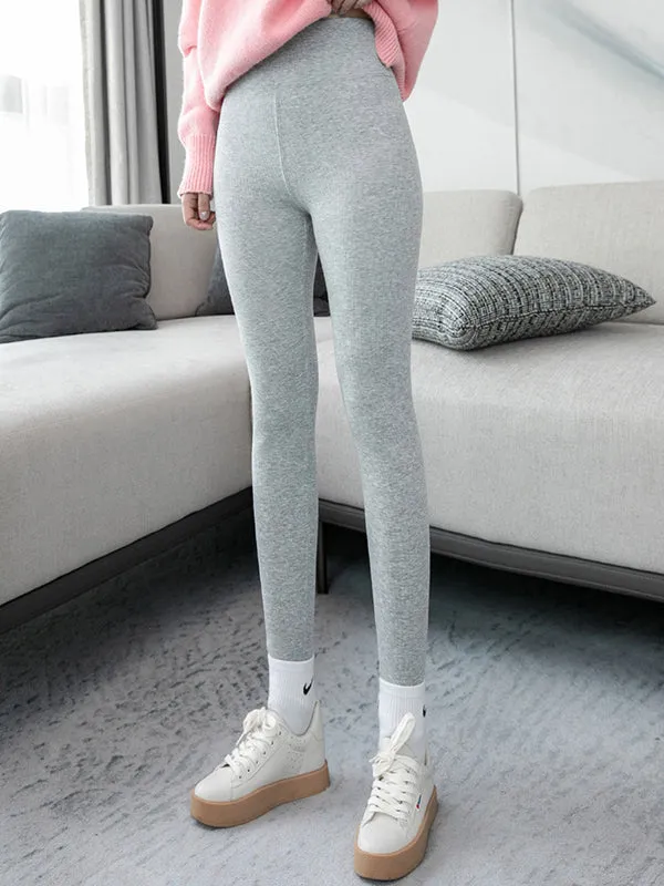 Simple Skinny Leg Keep Warm Solid Color Leggings by migunica