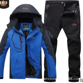 Ski Suit Great for Skiing and Snowboarding Warm Waterproof Windproof Fleece Jacket pant Winter Snow Suit Male