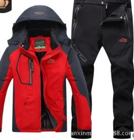 Ski Suit Great for Skiing and Snowboarding Warm Waterproof Windproof Fleece Jacket pant Winter Snow Suit Male