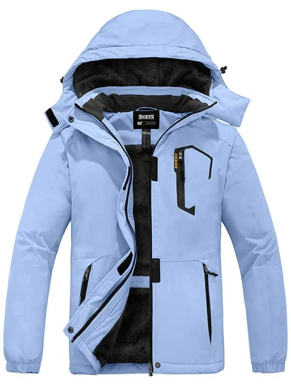 Skieer Women's Ski Jacket Mountain Waterproof Winter Rain Jacket Warm Fleece Snow Coat