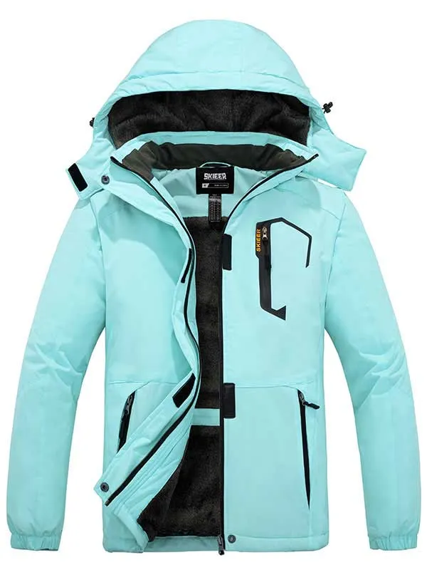 Skieer Women's Ski Jacket Mountain Waterproof Winter Rain Jacket Warm Fleece Snow Coat