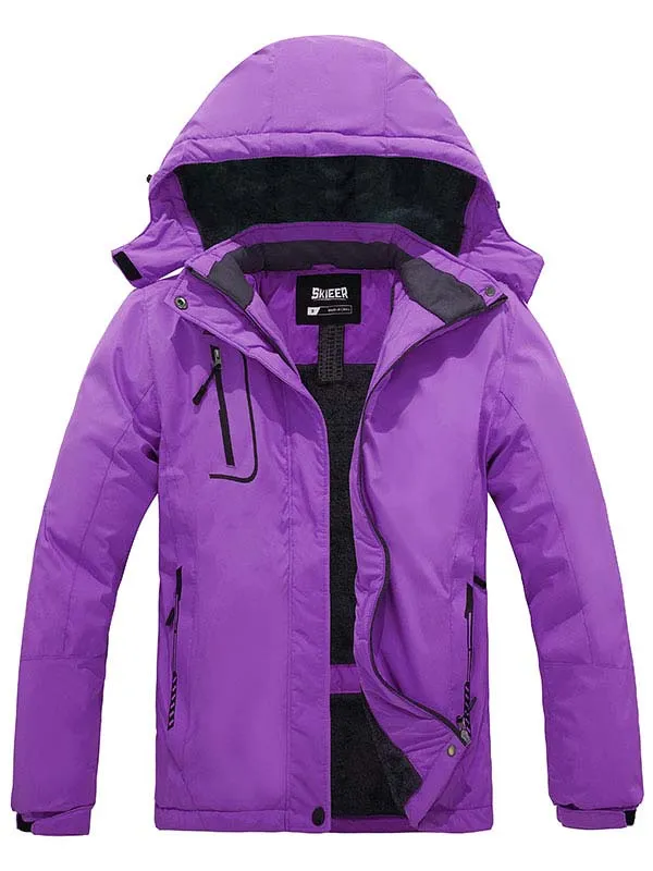 Skieer Women's Ski Jacket Waterproof Windproof Rain Jacket Winter Warm Hooded Coat