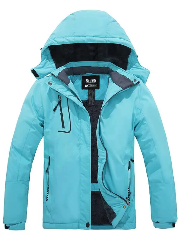 Skieer Women's Ski Jacket Waterproof Windproof Rain Jacket Winter Warm Hooded Coat