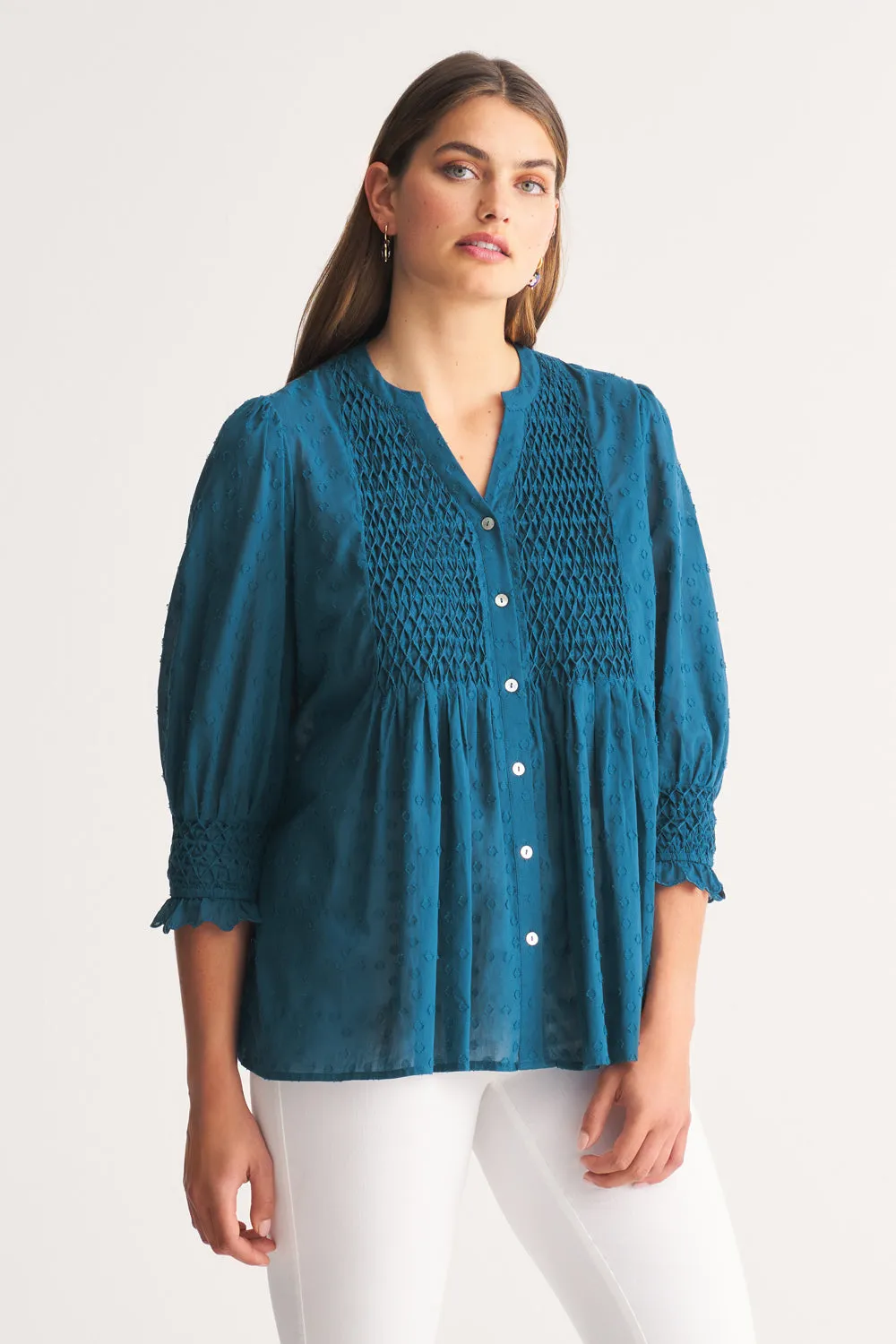 Smocked Cotton Blouse