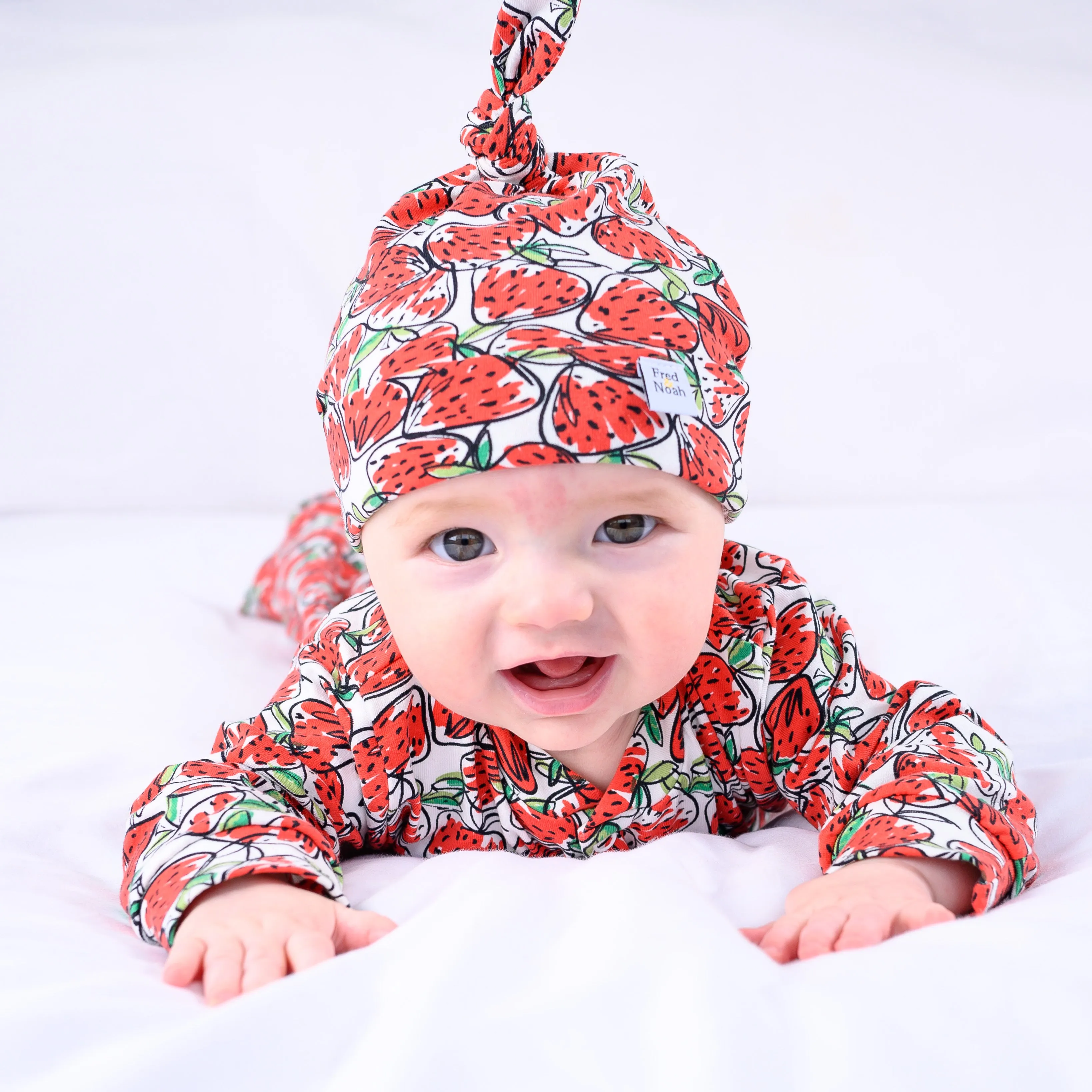 Strawberry print cotton sleepsuit