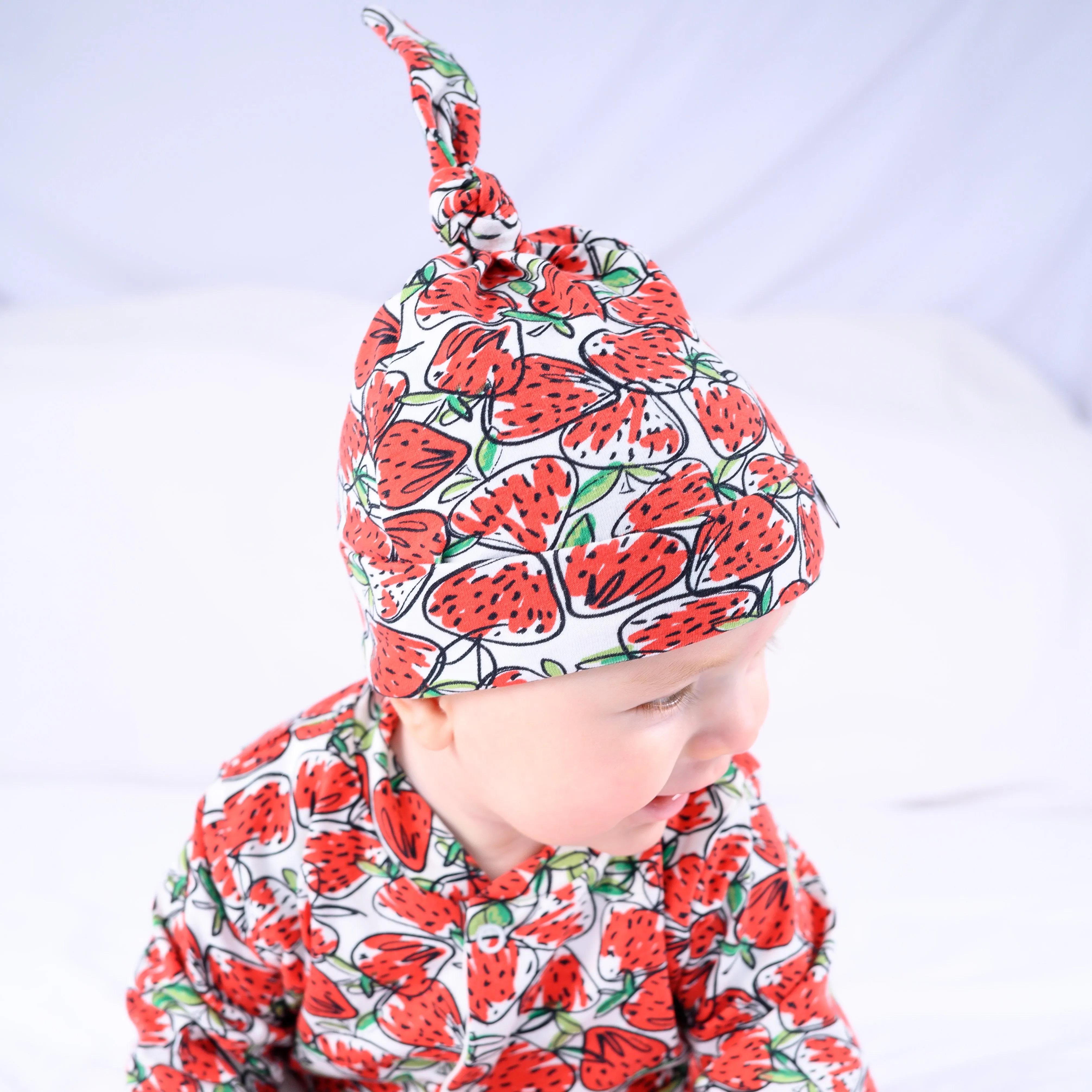 Strawberry print cotton sleepsuit