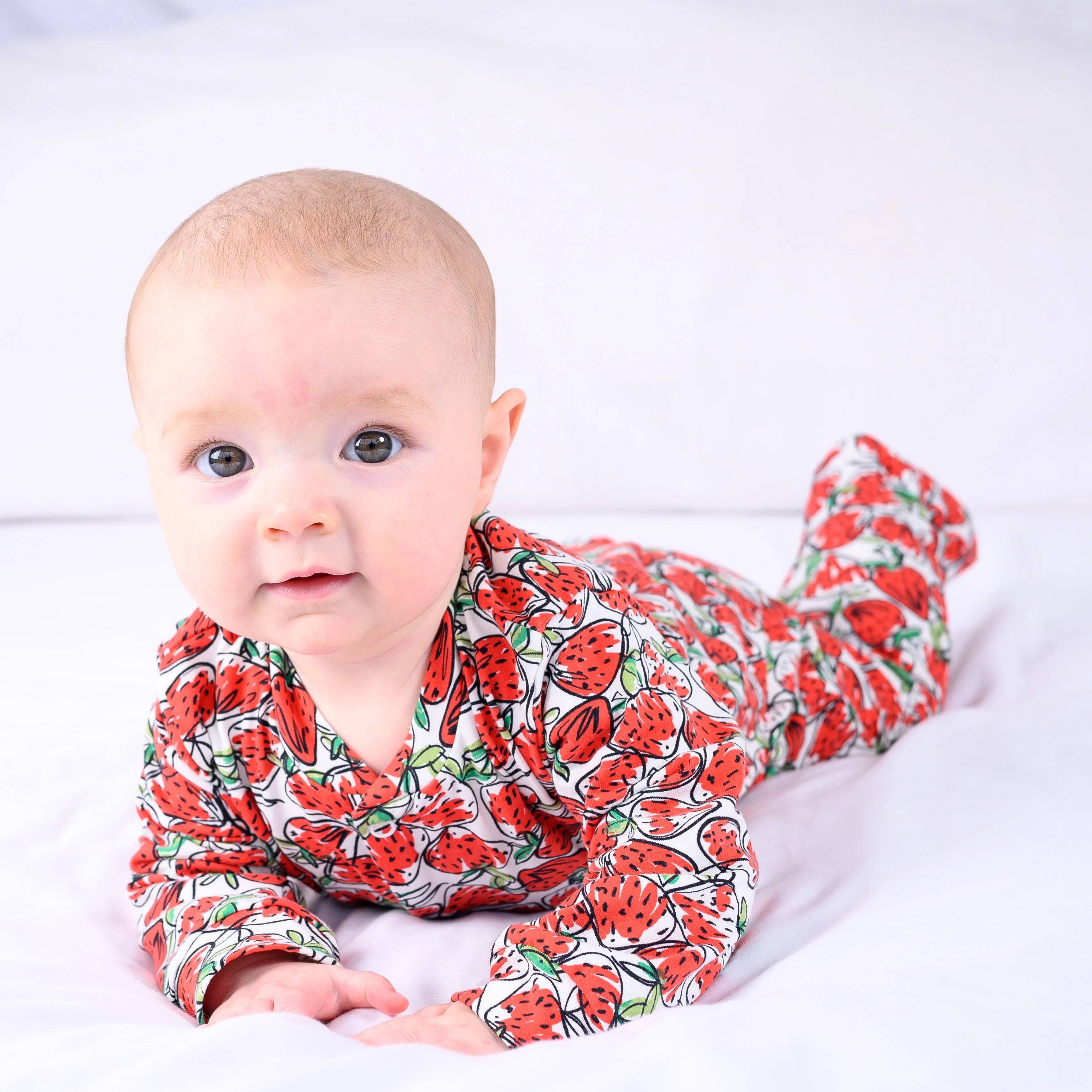 Strawberry print cotton sleepsuit