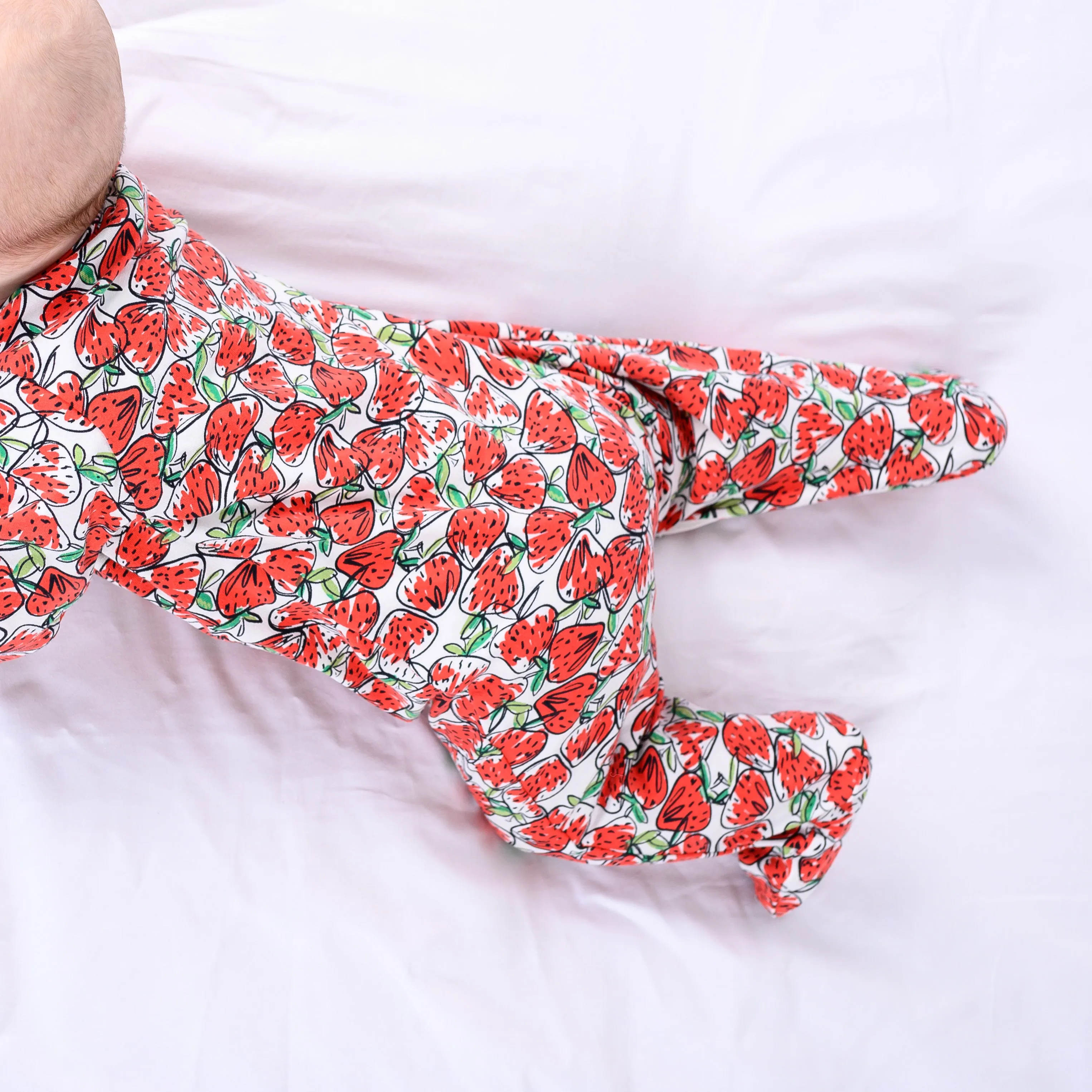 Strawberry print cotton sleepsuit