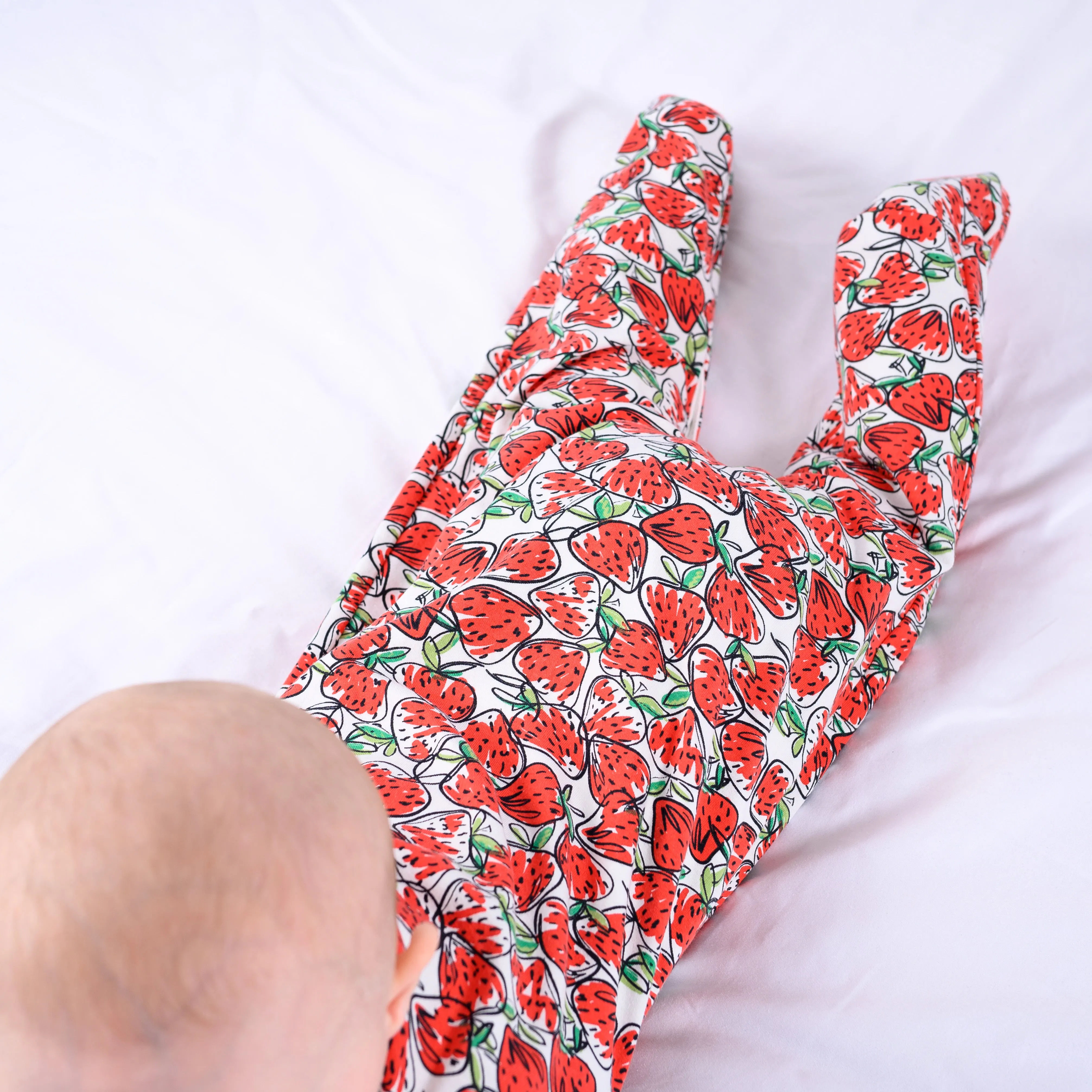 Strawberry print cotton sleepsuit