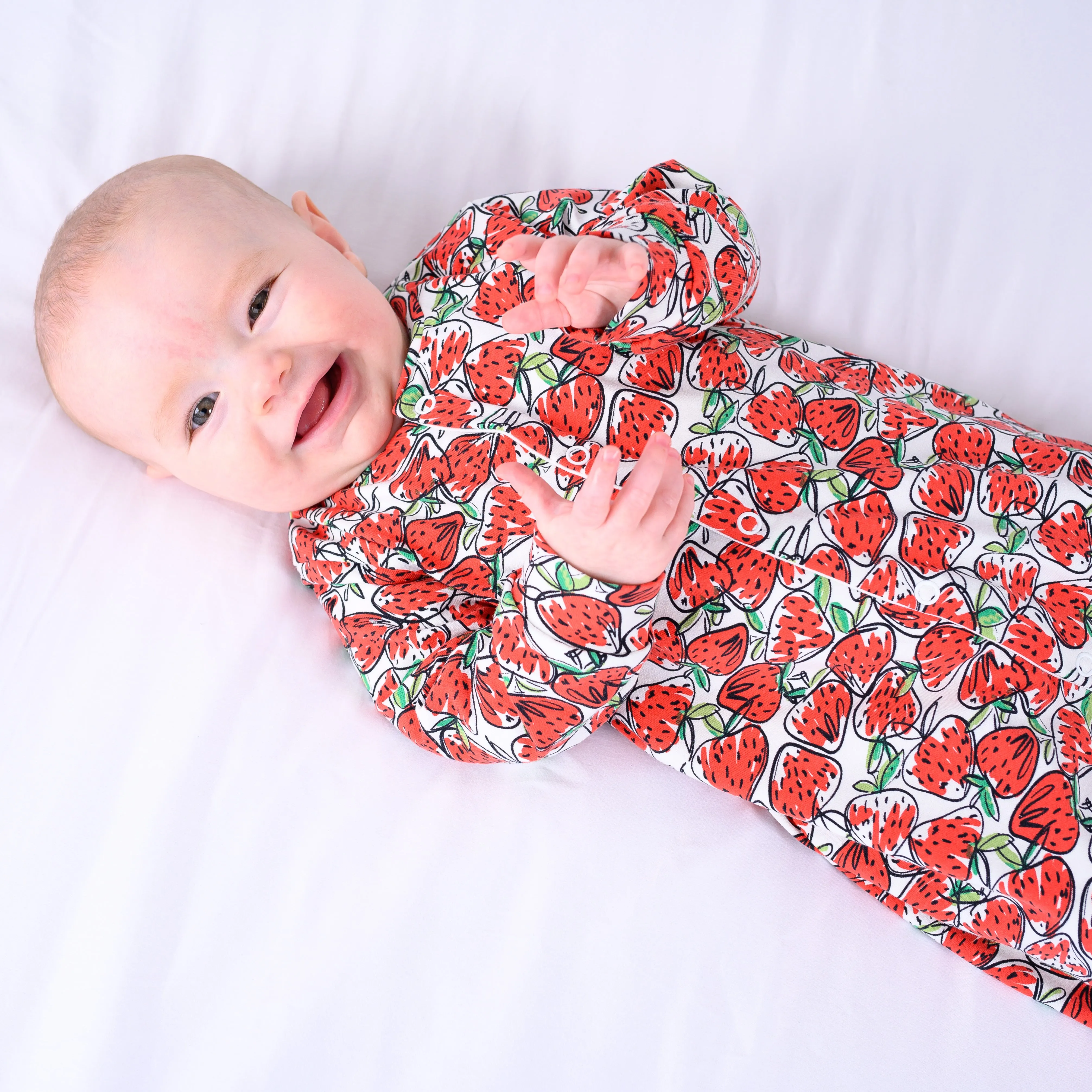 Strawberry print cotton sleepsuit