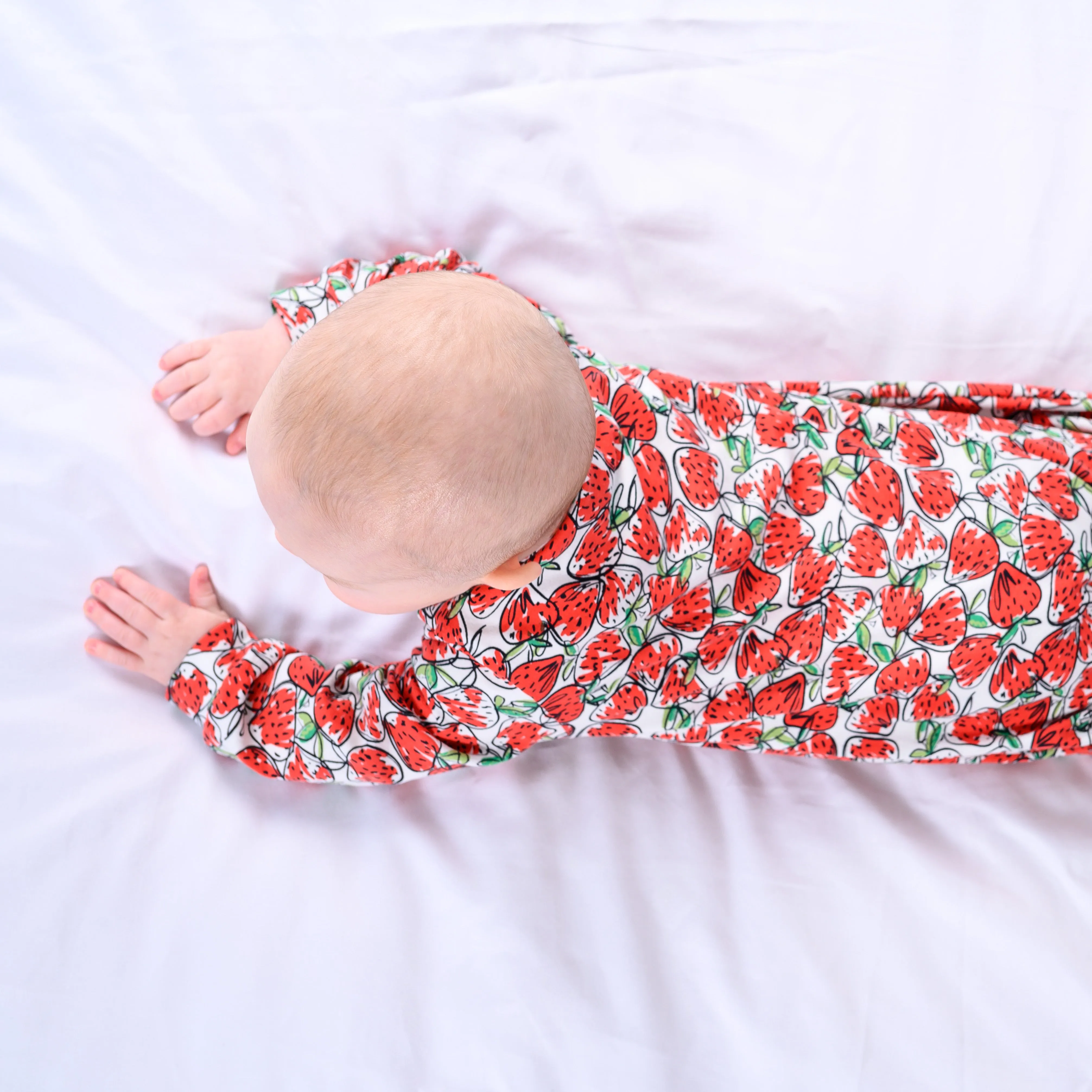 Strawberry print cotton sleepsuit