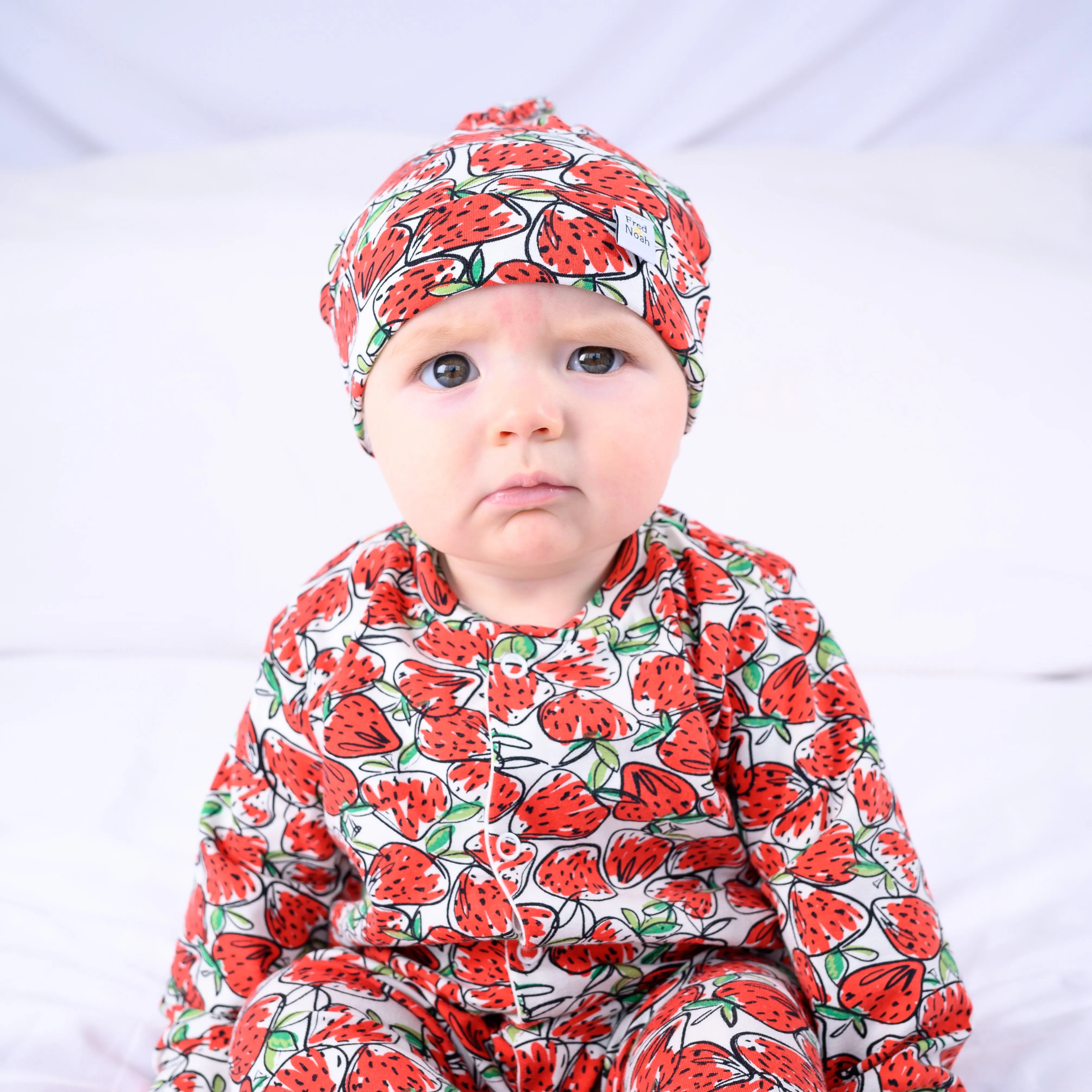 Strawberry print cotton sleepsuit