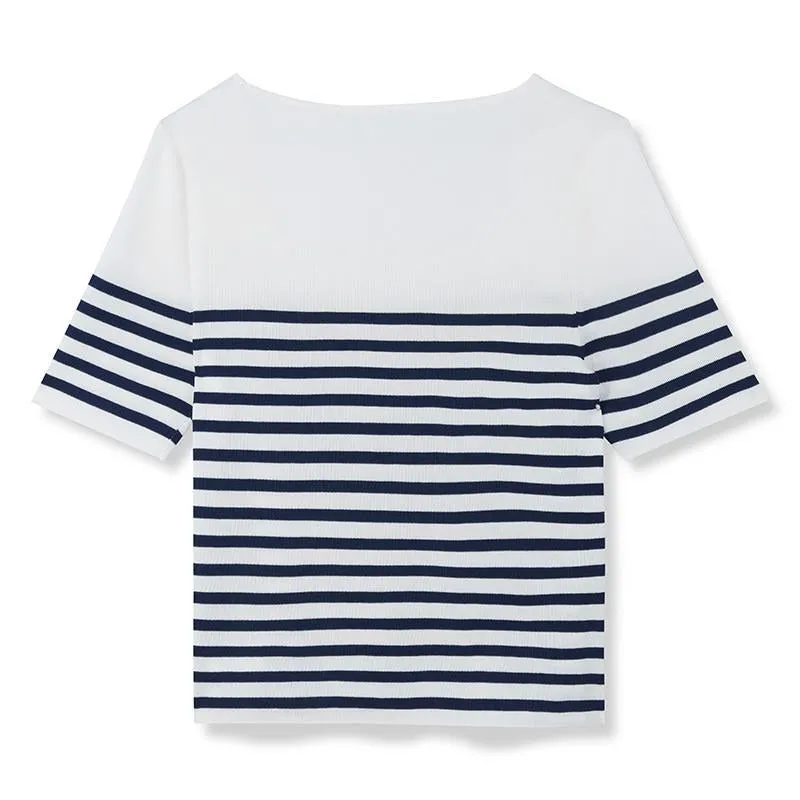 Striped Skinny Women Knit Top