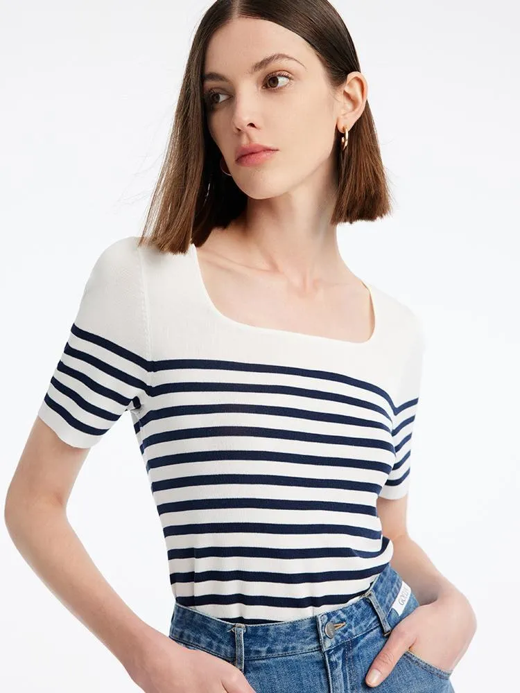 Striped Skinny Women Knit Top