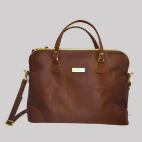 The Slim Ladies Leather Briefcase - Warm Tan