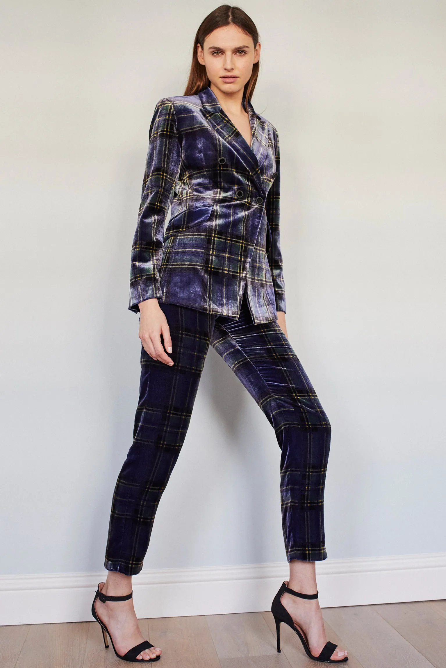 Velvet Tartan Narrow Trousers - Phoebe