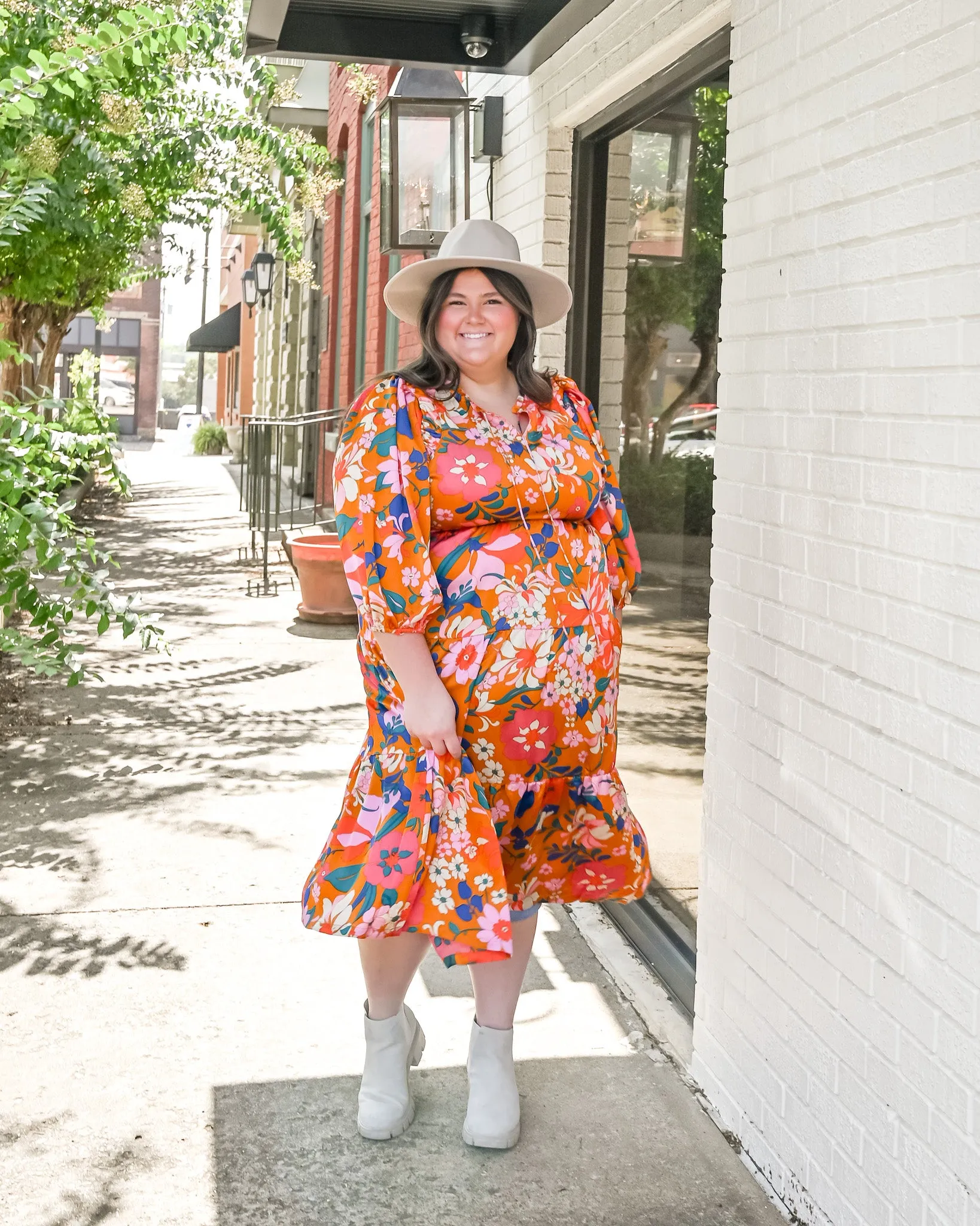 Vintage Fall Floral Dress PLUS