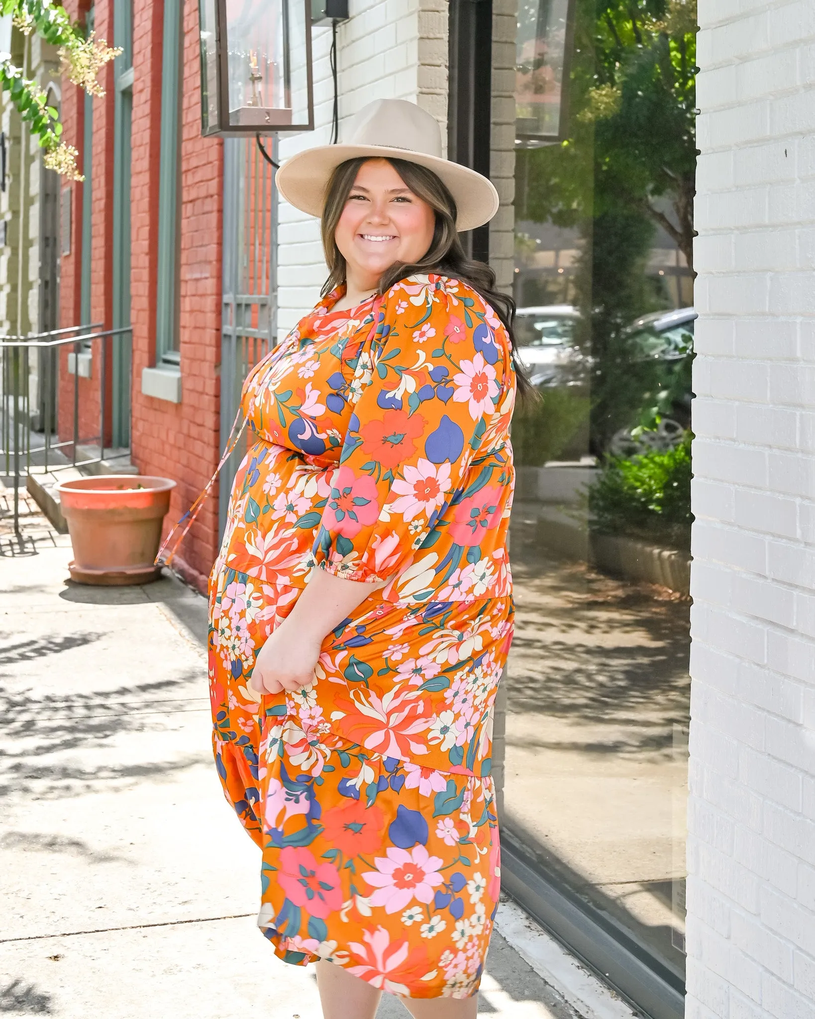 Vintage Fall Floral Dress PLUS