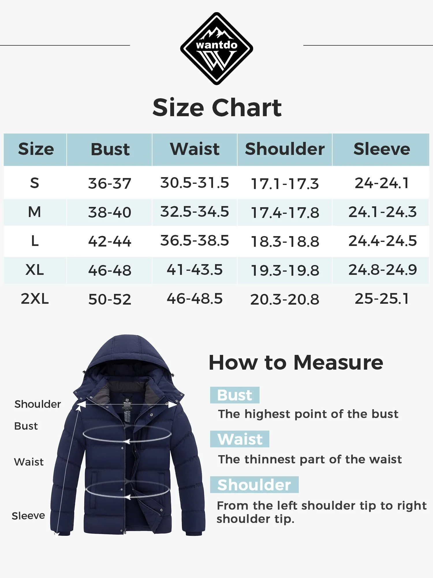 Wantdo Men's Winter Coat Windproof Warm Padded Puffer Parka Jacket with Detachable Hood