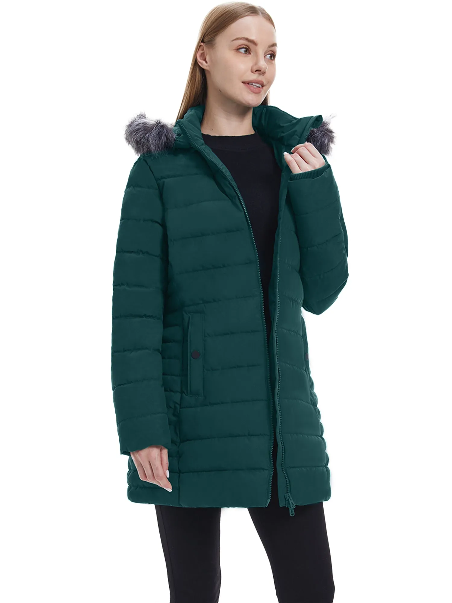 Wantdo Women's Winter Coat Hip-Length Warm Puffer Jacket Quilted Winter Jacket with Hood