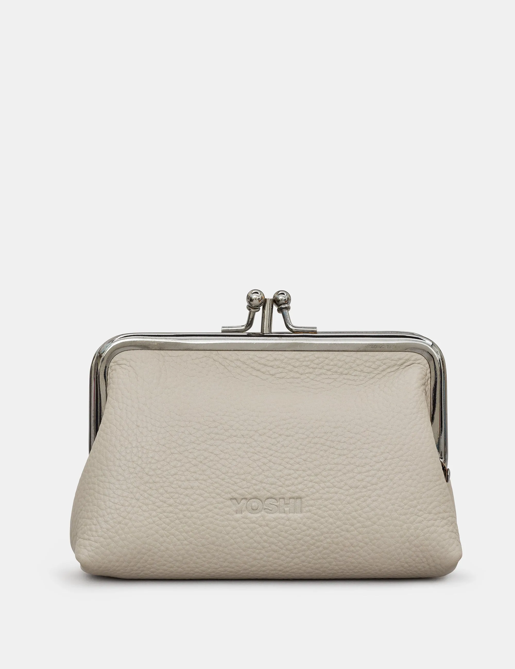 Warm Grey Leather Aubrey Frame Purse