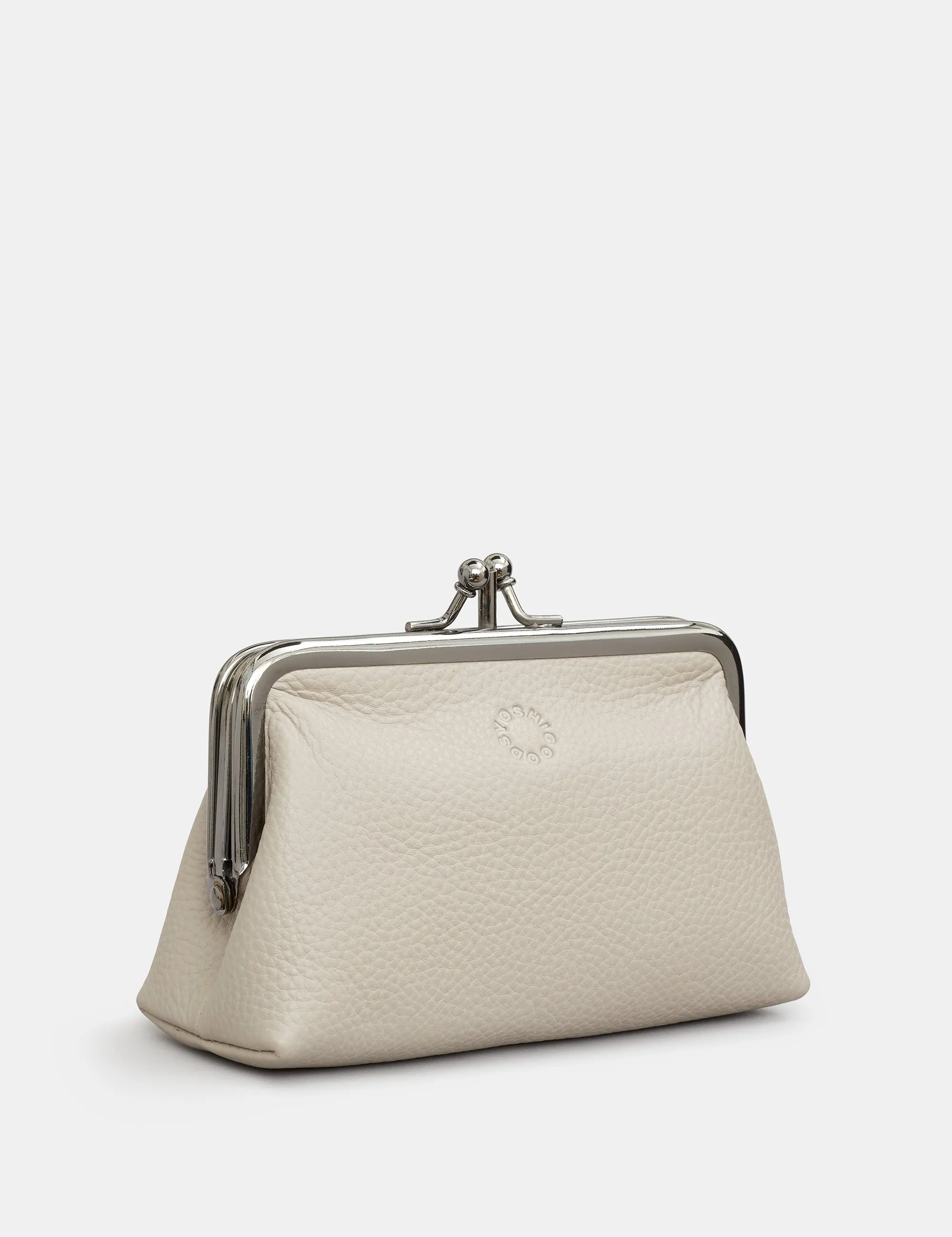 Warm Grey Leather Aubrey Frame Purse