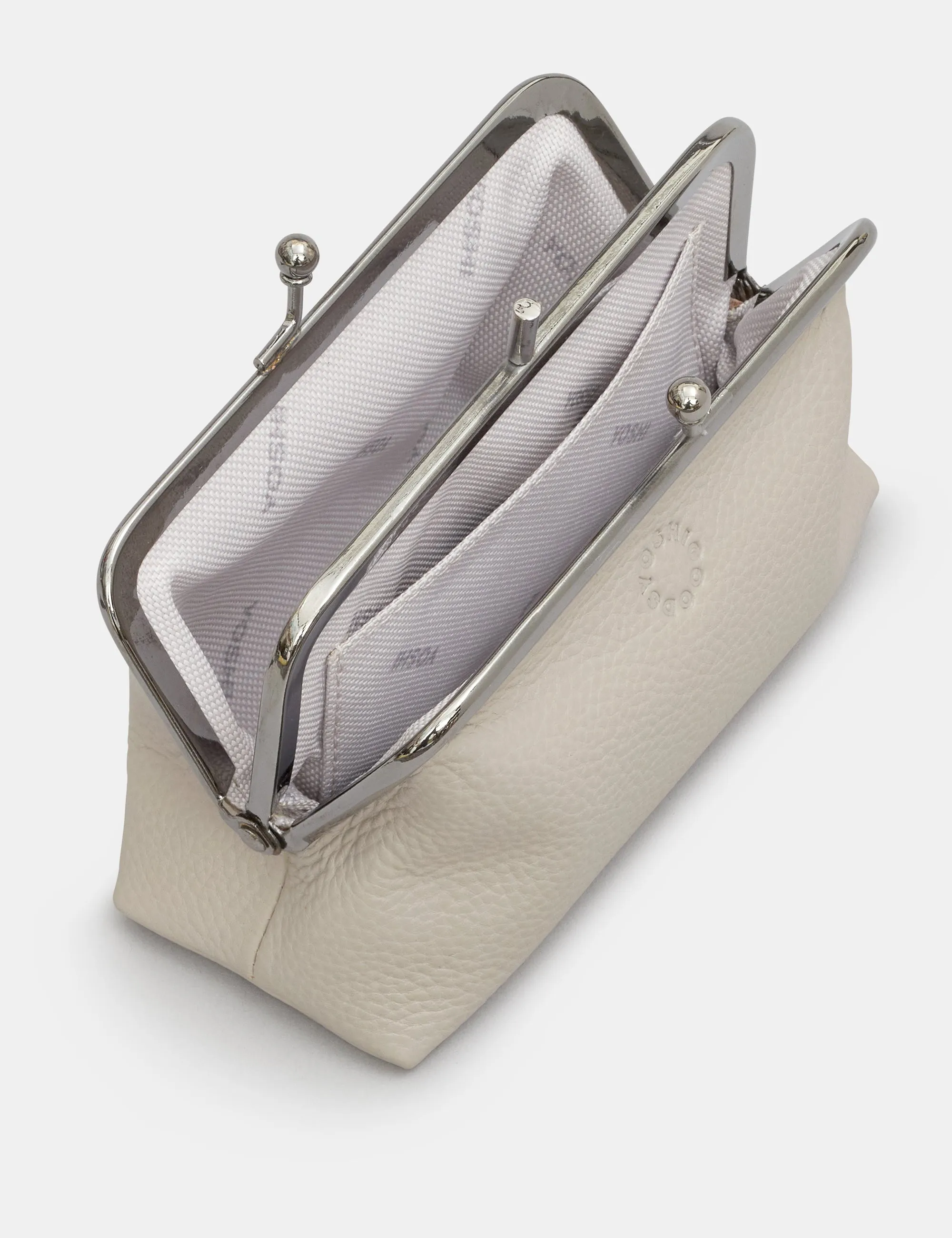 Warm Grey Leather Aubrey Frame Purse