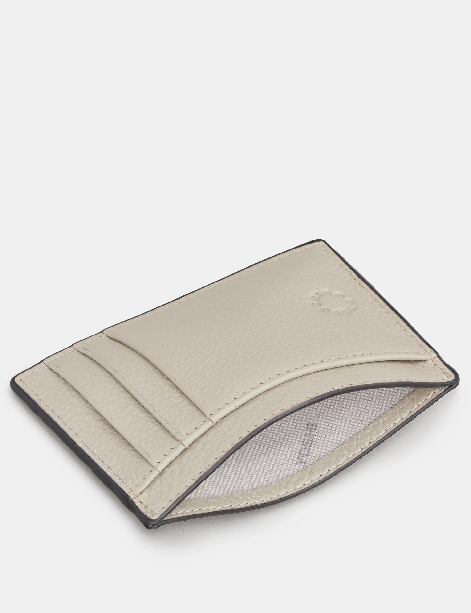 Warm Grey Leather Card Holder With ID Window