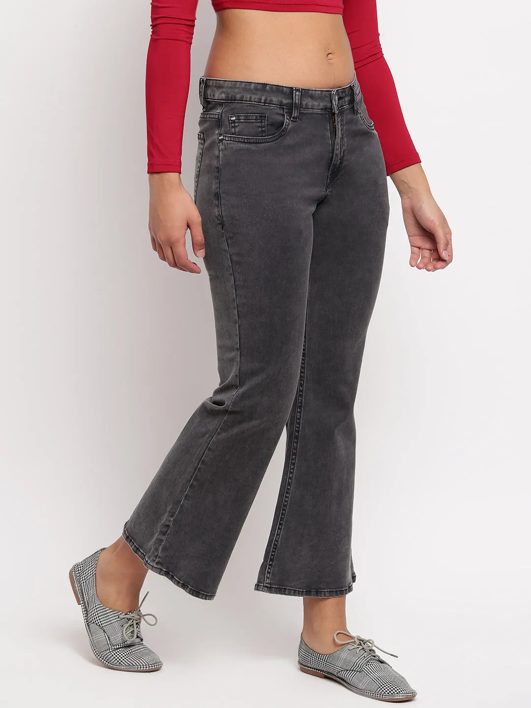 Women Black Flared Denim Jeans