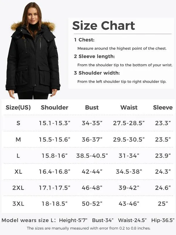 Women's Warm Winter Parka Coat with Removable Faux Fur Hood