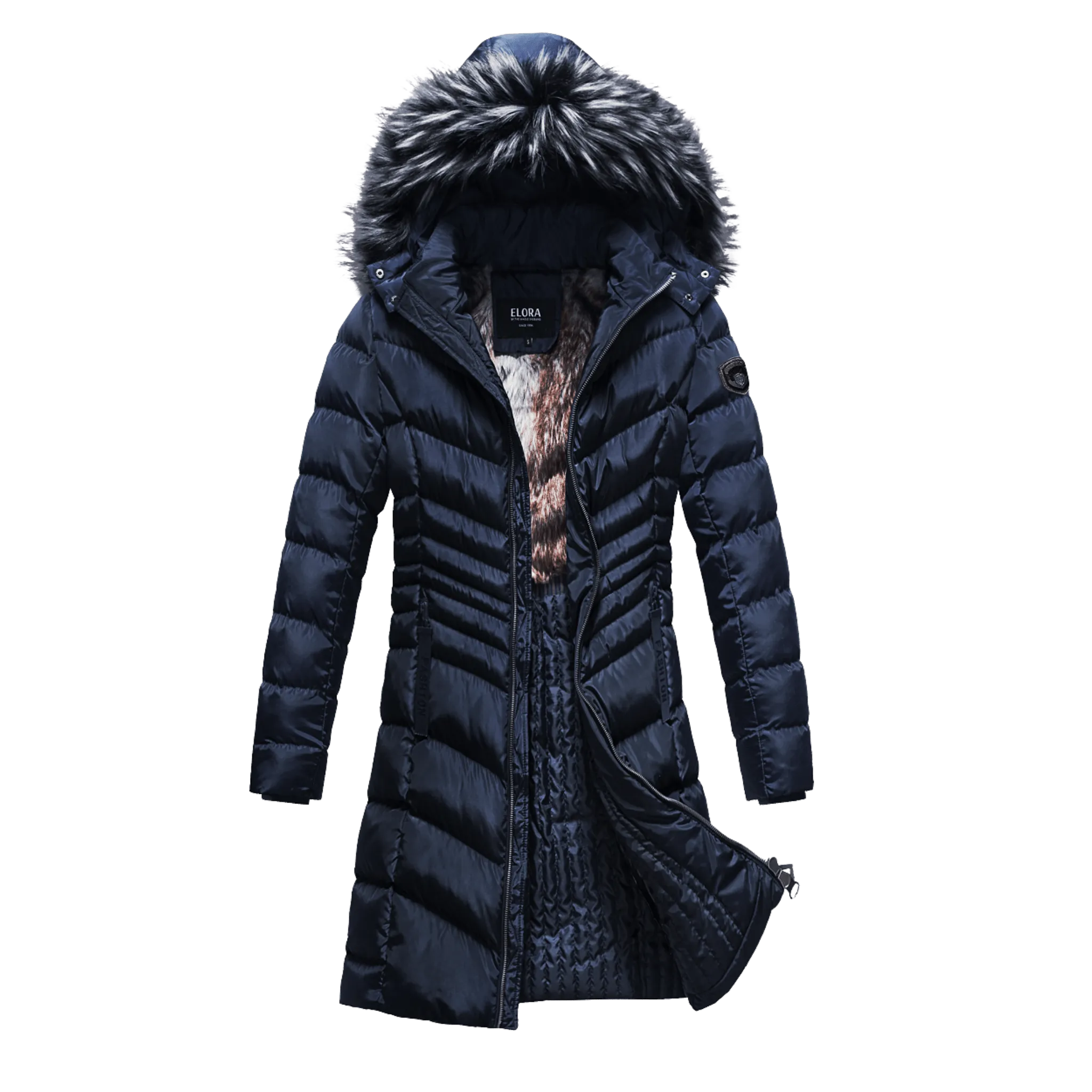 Women's Winter Coat Long and Slimming Warm Parka Jacket with Removable Faux Fur Hoodie,