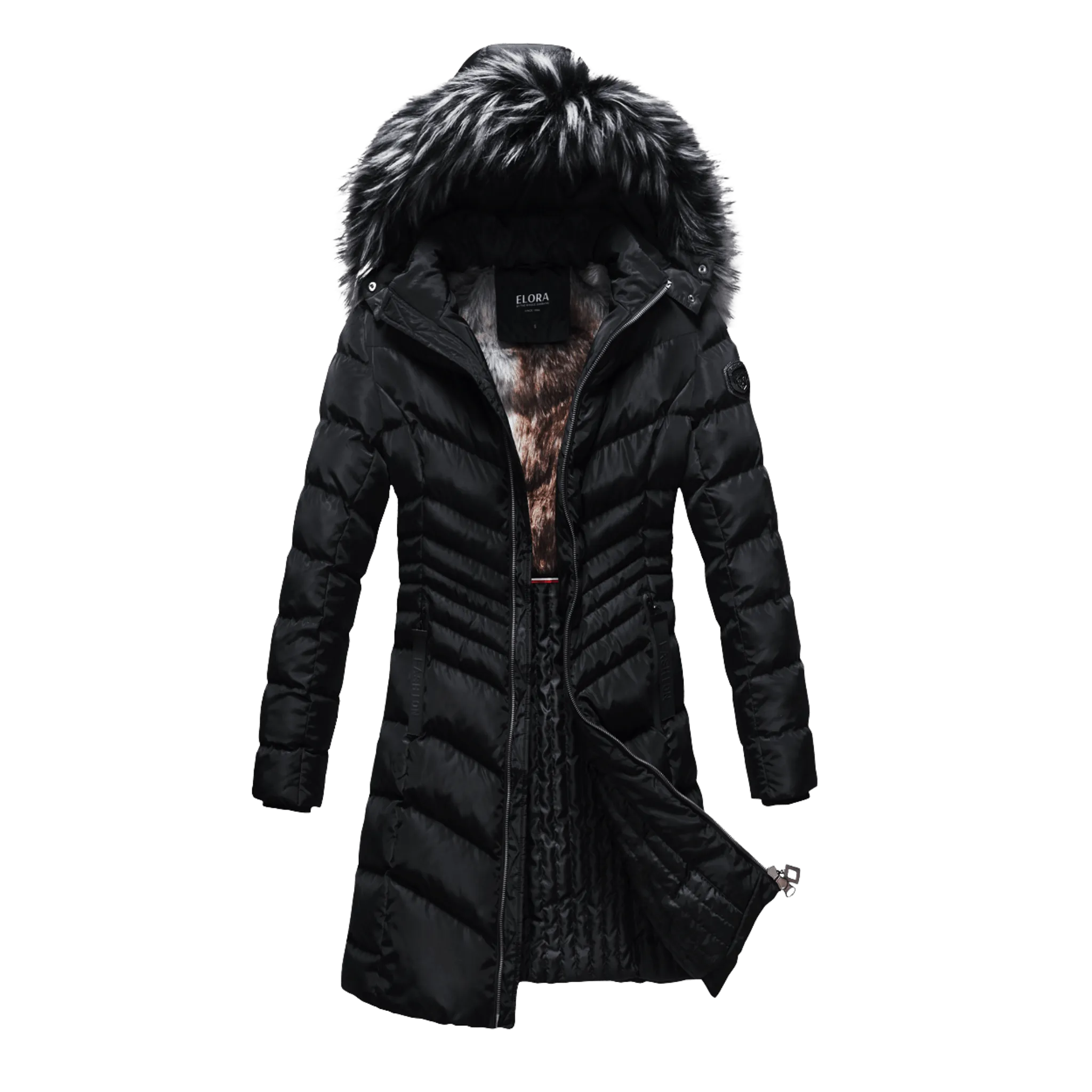 Women's Winter Coat Long and Slimming Warm Parka Jacket with Removable Faux Fur Hoodie,