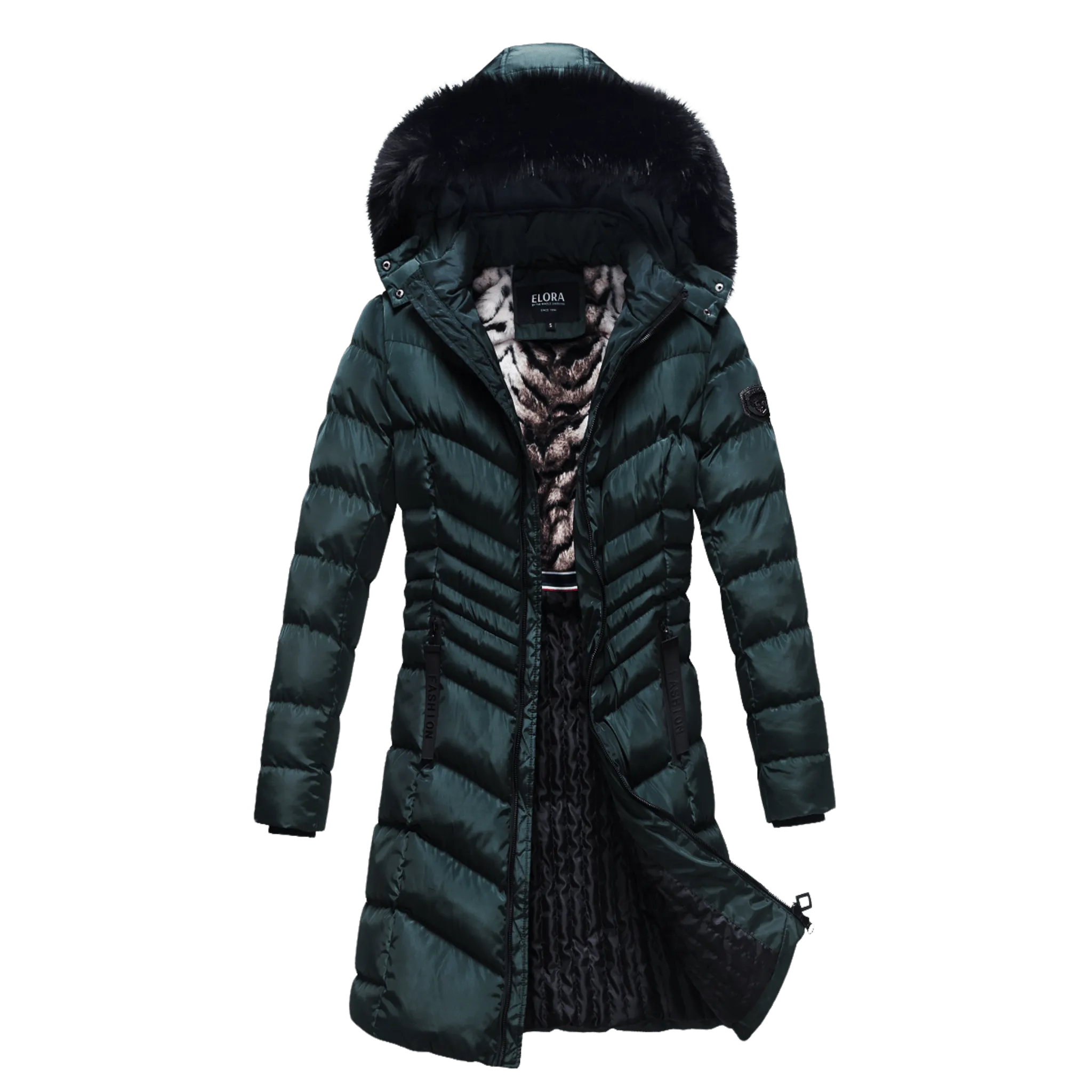 Women's Winter Coat Long and Slimming Warm Parka Jacket with Removable Faux Fur Hoodie,