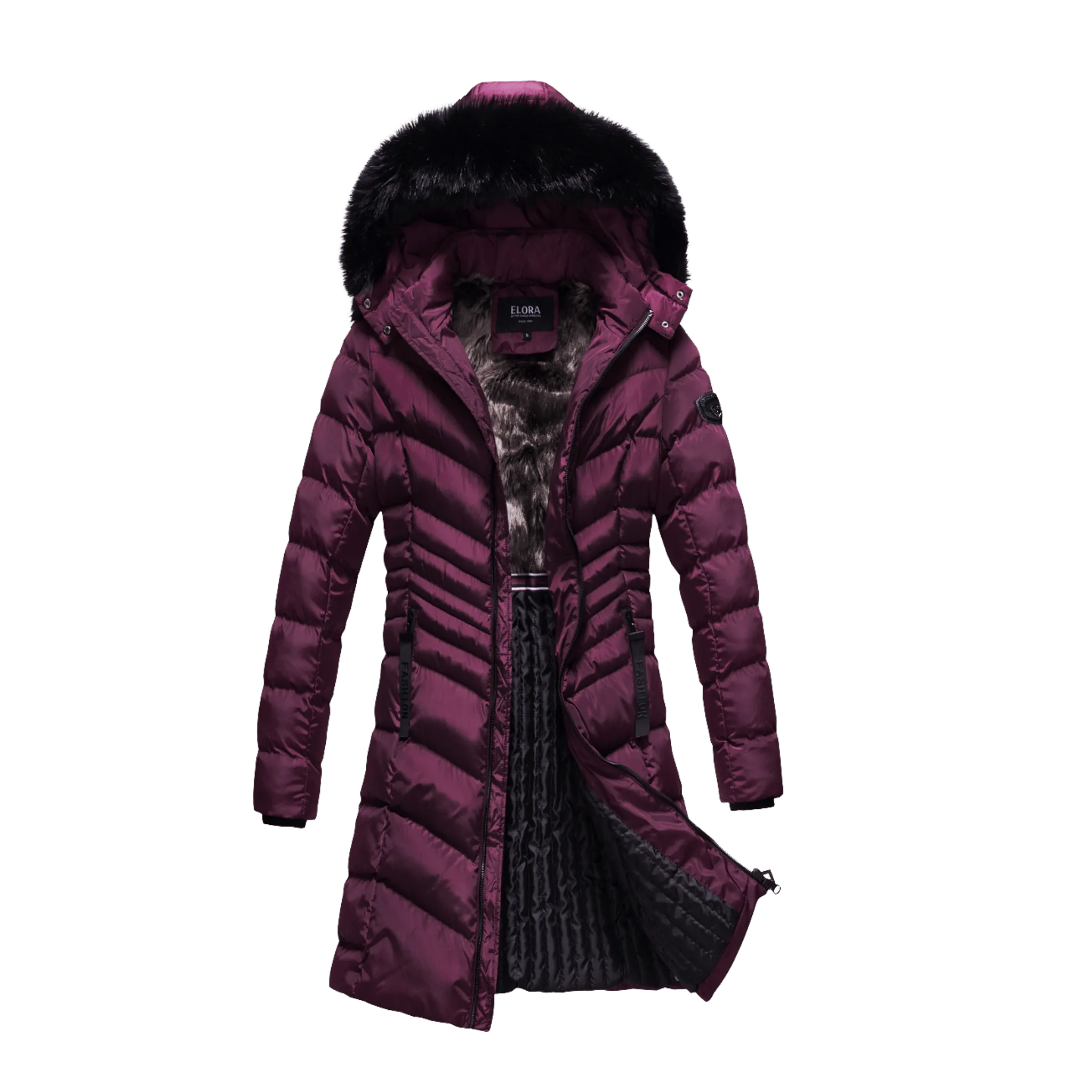 Women's Winter Coat Long and Slimming Warm Parka Jacket with Removable Faux Fur Hoodie,